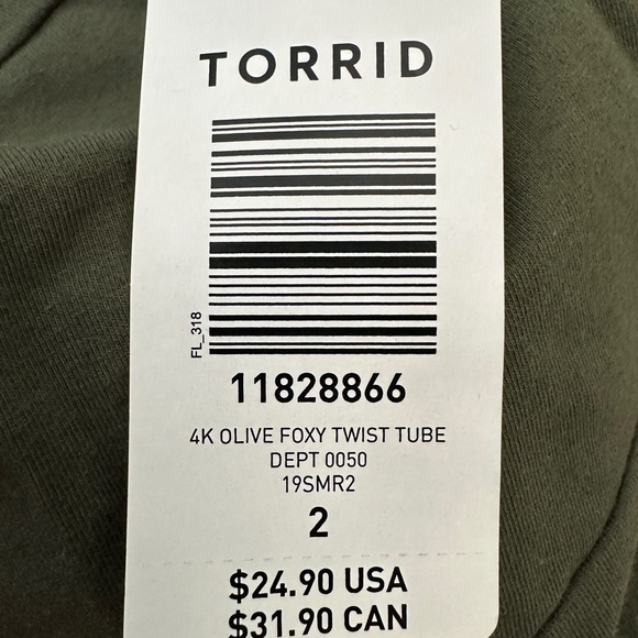 Torrid Foxy Twist Tube Top Tee Olive Green Torrid Size 2 - Picture 6 of 9